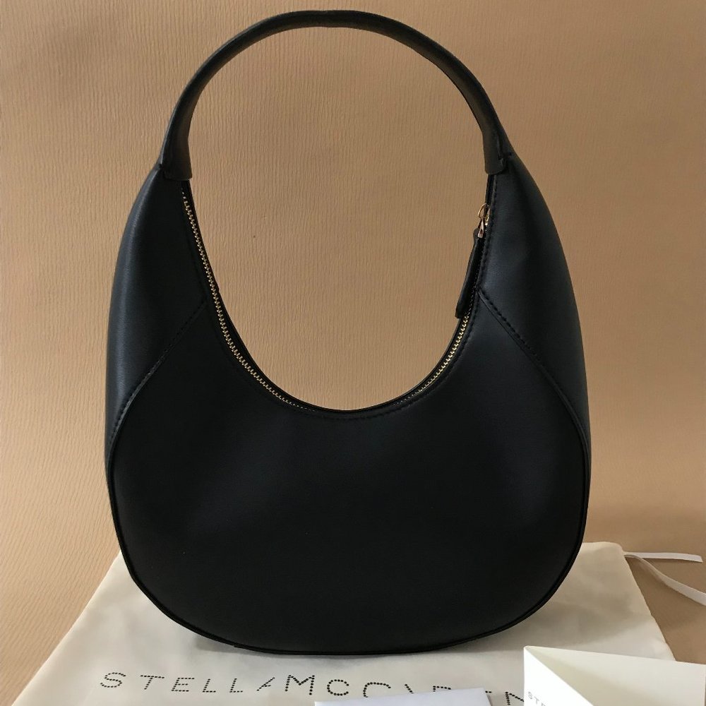 NWT: STELLA MCCARTNEY | Small Logo Hobo Shoulder Bag Color:  BLACK